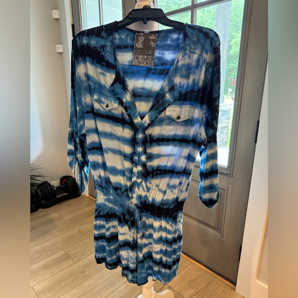 Young Fabulous and Broke Blue Tie Dye Malik Romper Size Small - Picture 1 of 2